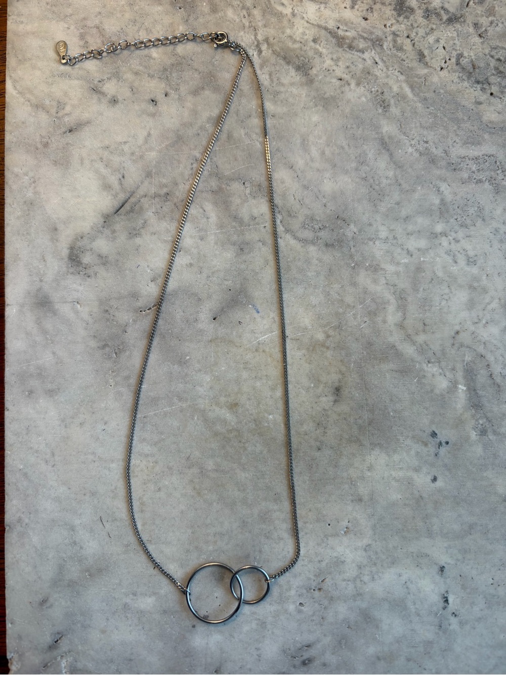 Sterling Silver Necklace Minimalist Two Rings